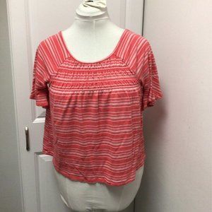Como Blu Short Sleeve Elastic Smock Knit Top size PS